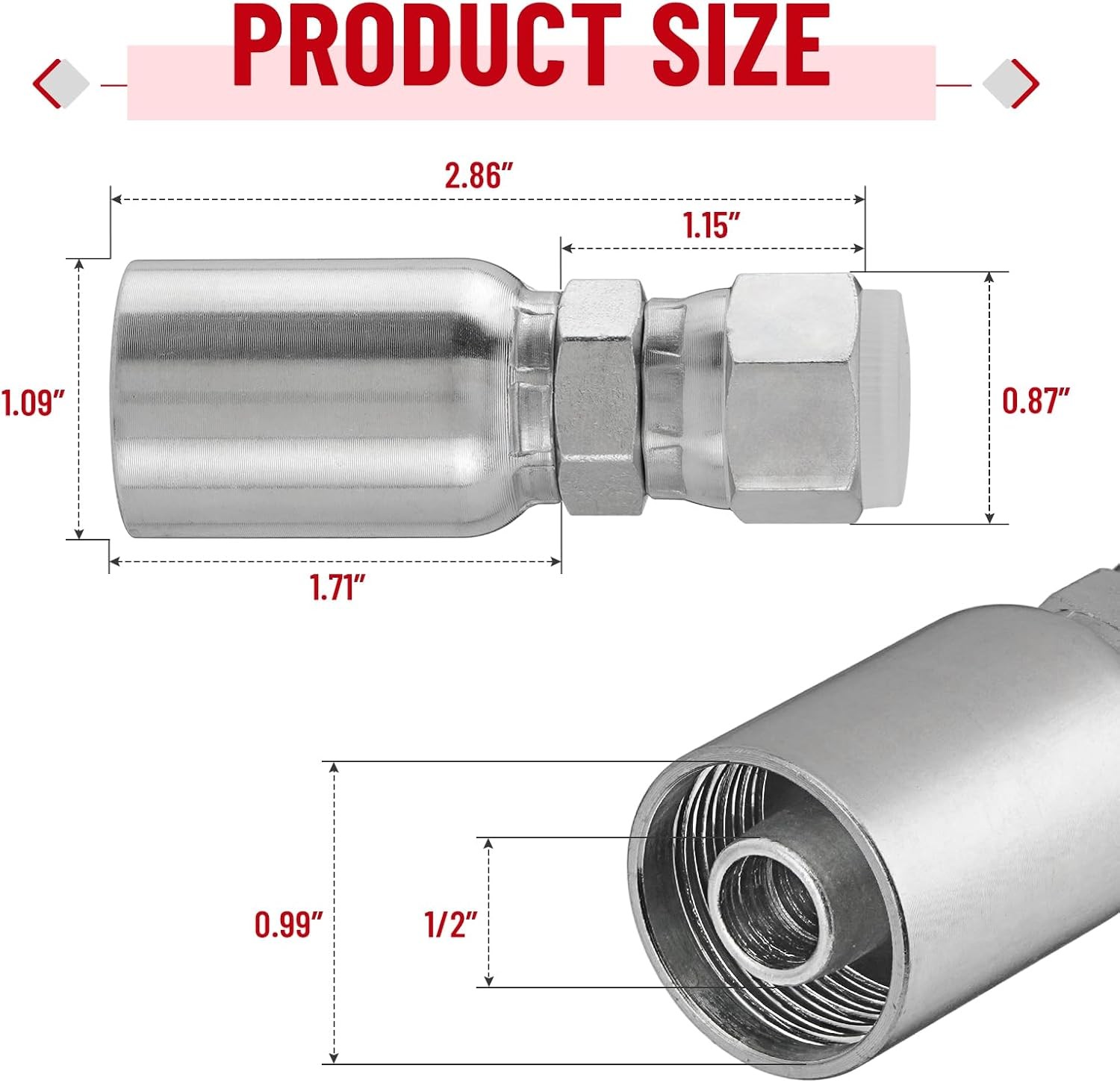 1/2″ Hose x 1/2″ JIC 37° Female Hydraulic Hose End Swivel Crimp Fitting 12 Pack