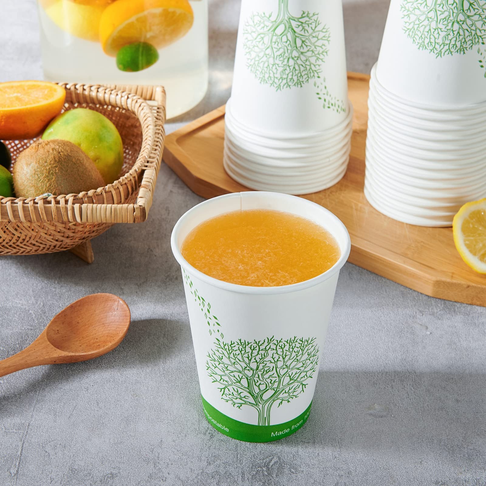 240 Count 12 Oz Compostable Paper Cups Biodegradable Disposable Paper Coffee Cup