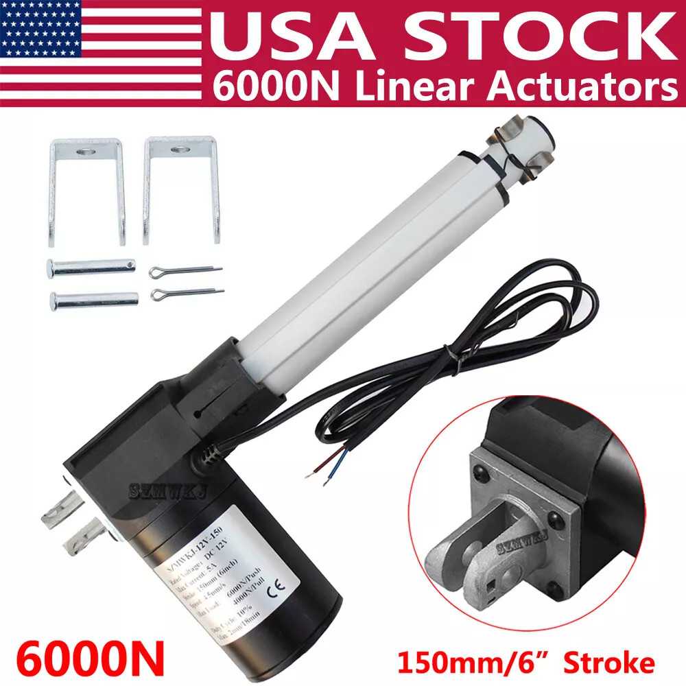 Heavy Duty 6″ inch Stroke Linear Actuator 6000N 1320Lbs Lift DC 12V Motor 150mm