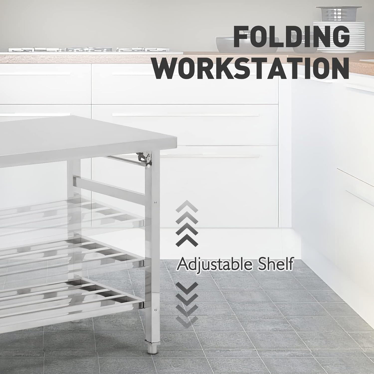 Sturdy 24×48 Inch Stainless Steel Prep Table – 500 LBS Capacity