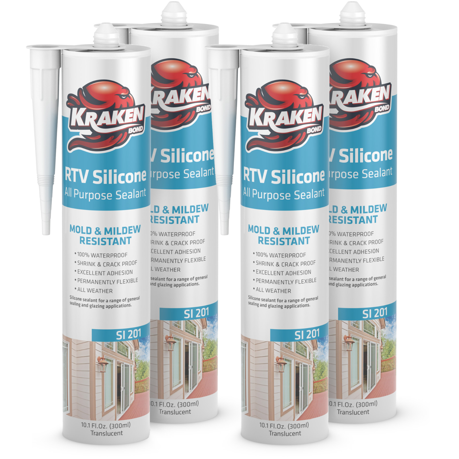 Kraken Bond RTV Silicone All Purpose, 10.1oz 4 Pack – Translucent