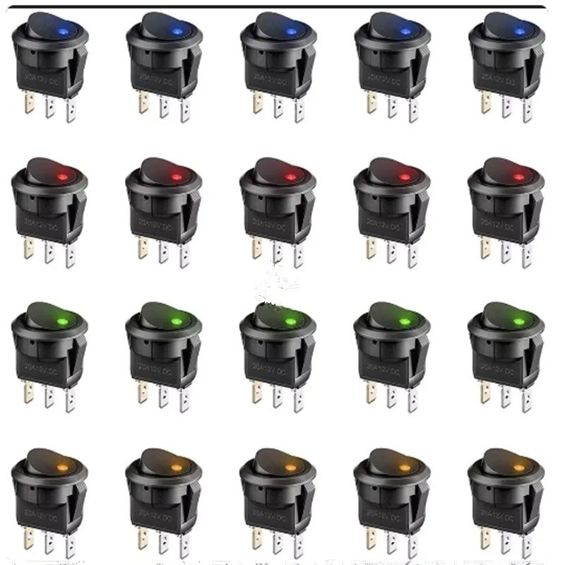 12x LED Lighted Rocker Switch 12V Illuminated on off Toggle Switches 3 Pins
