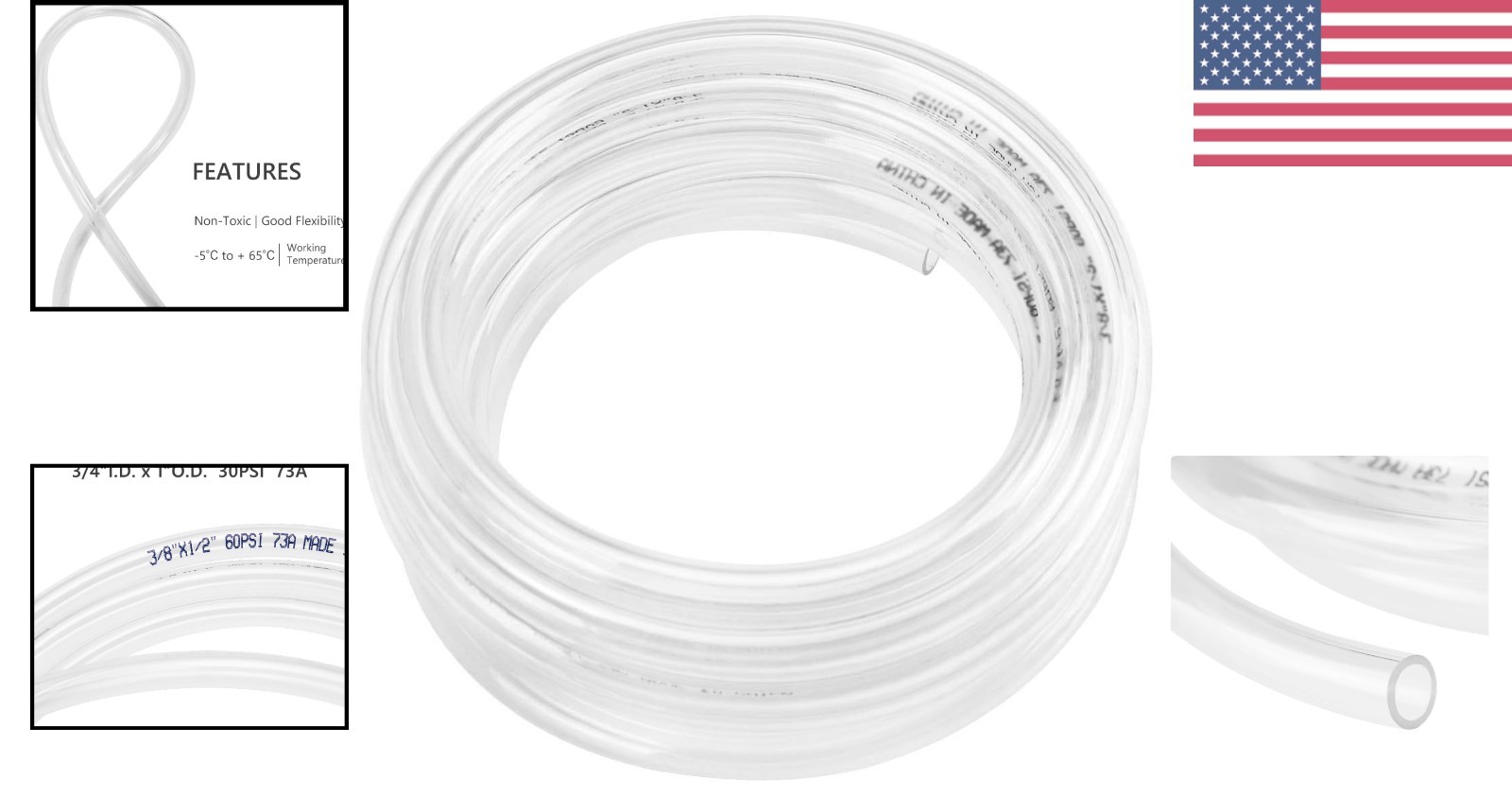 5ft Clear Vinyl Tubing, 3/4″ ID, Flexible PVC Hose – BPA Free & Non-Toxic
