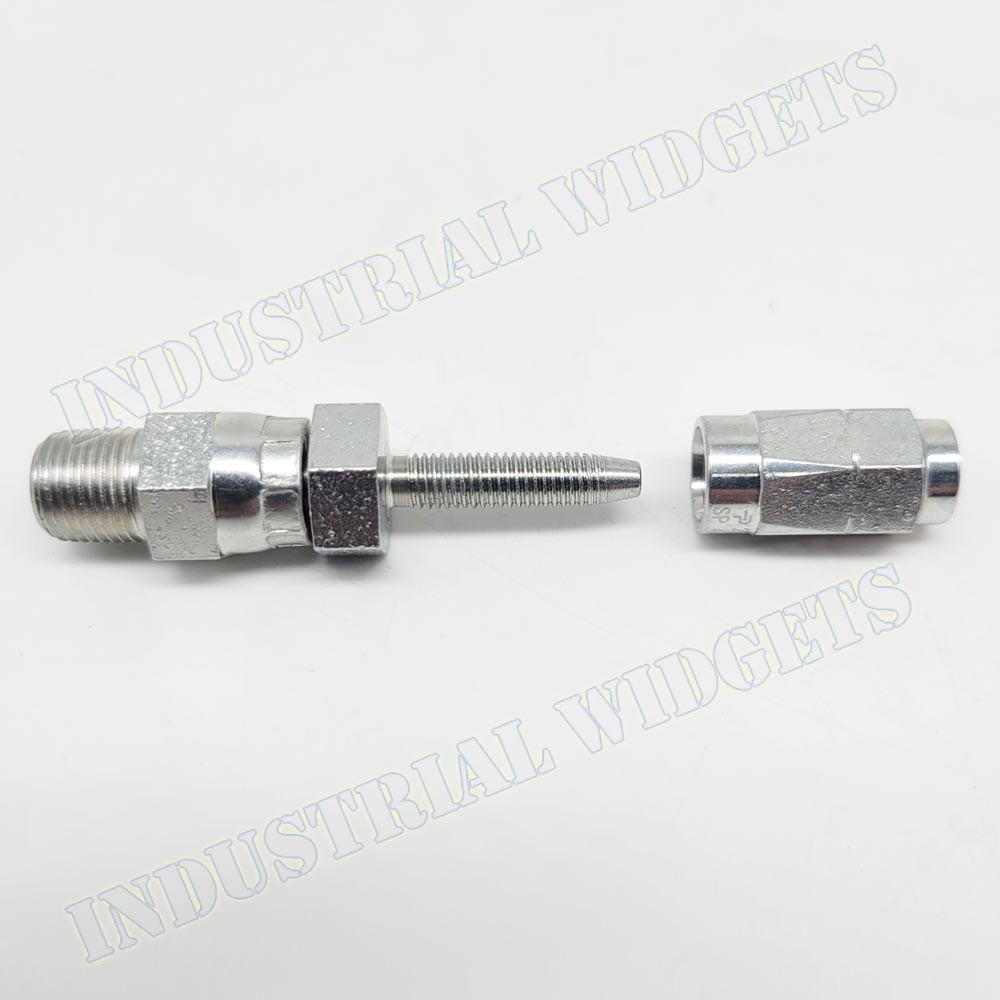 (2) Parker Field Attachable Fittings for HLB Hose 1/8″ NPT Male Swivel 213BU-2-2