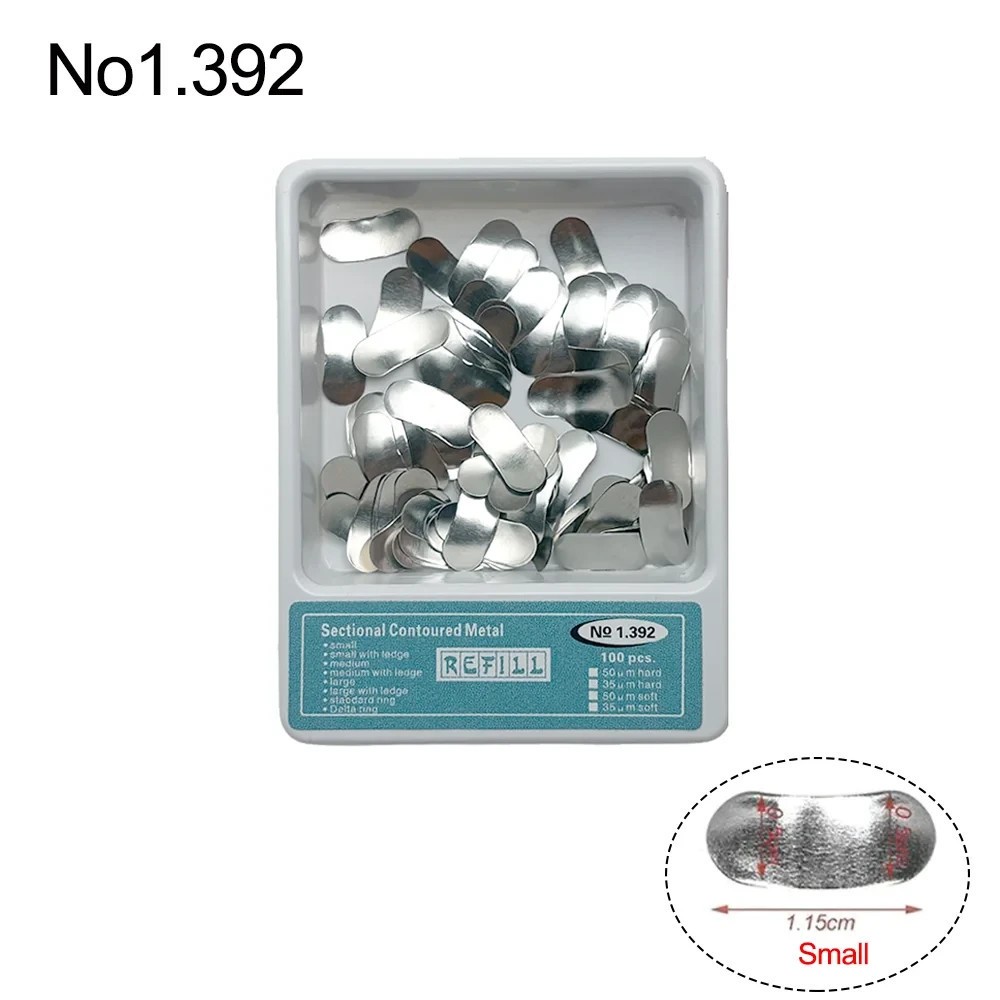 100 Pcs Dental Sectional Contoured Metal Matrices Refill Matrix Band Ledge 35um