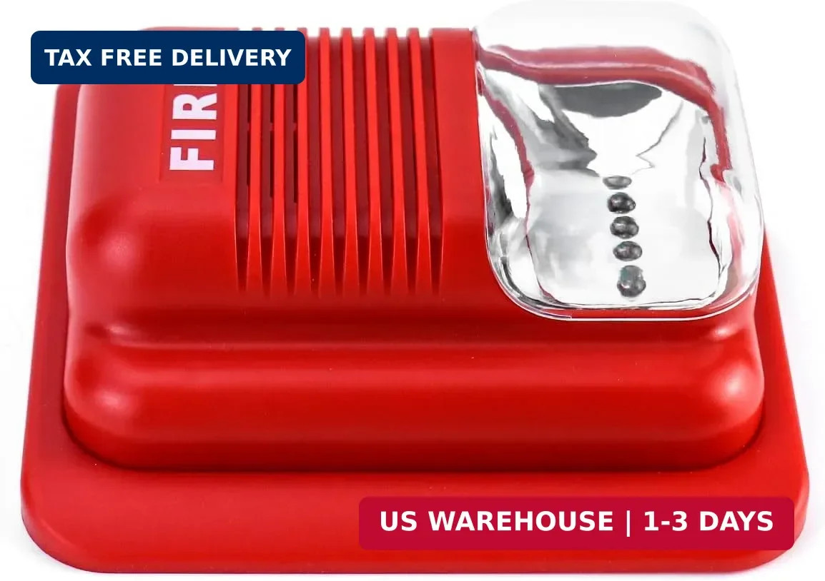 Fire Alarm Siren 12/24V DC | LED Strobe Horn ≥105dB | Wired Security System