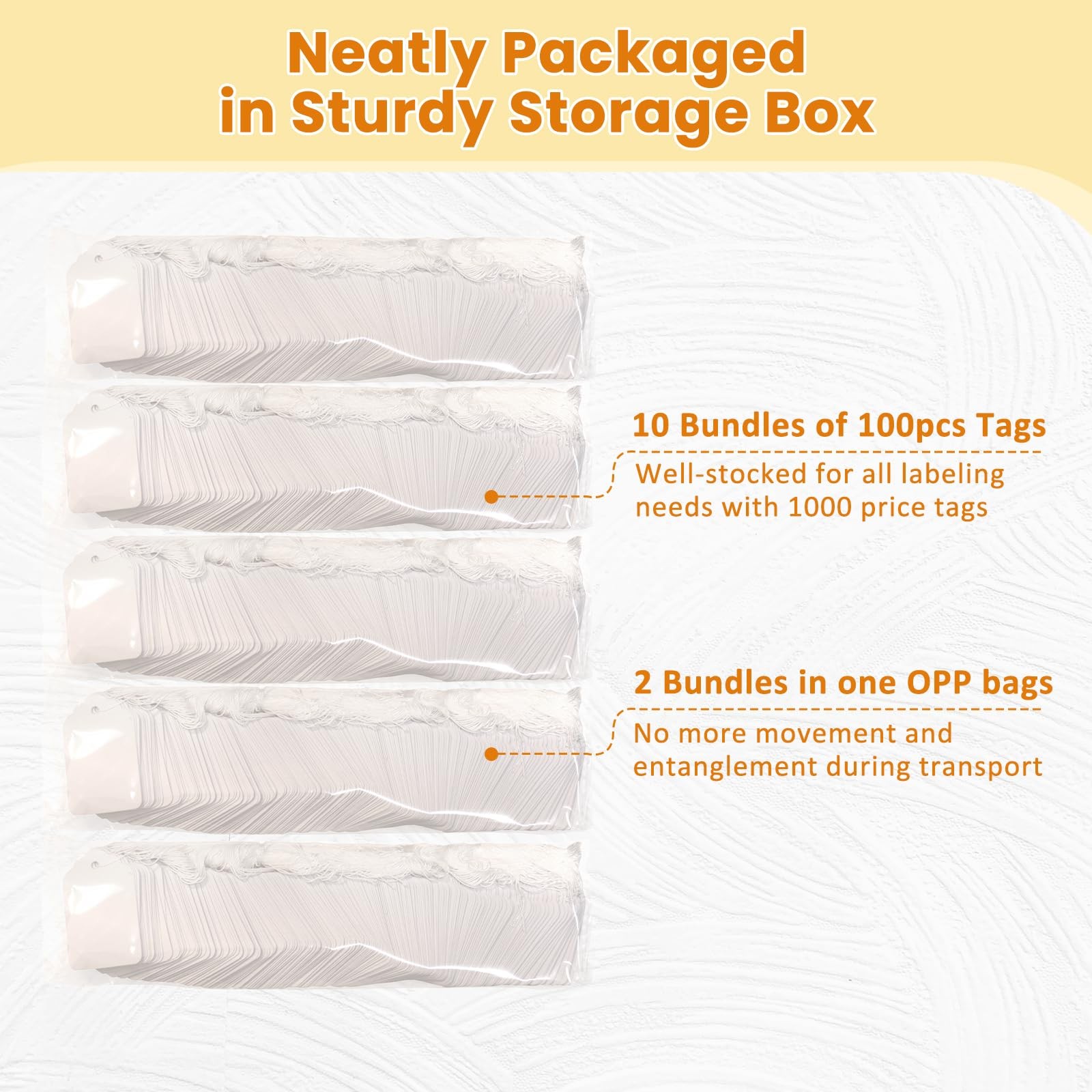 White Price Tags with String Attached 1000 PCS, 1.375 x 2.125×1.375,