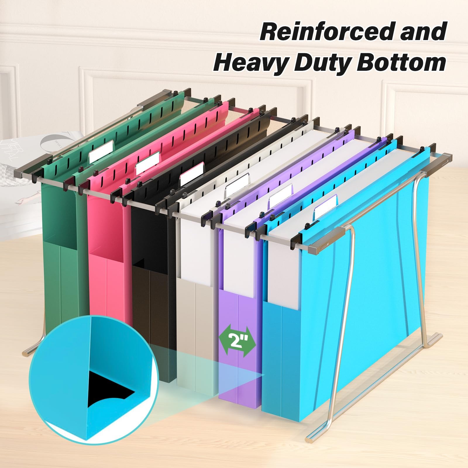 Extra Capacity Plastic Hanging File Folders Letter Size,Heavy Duty 2″ Accordi…