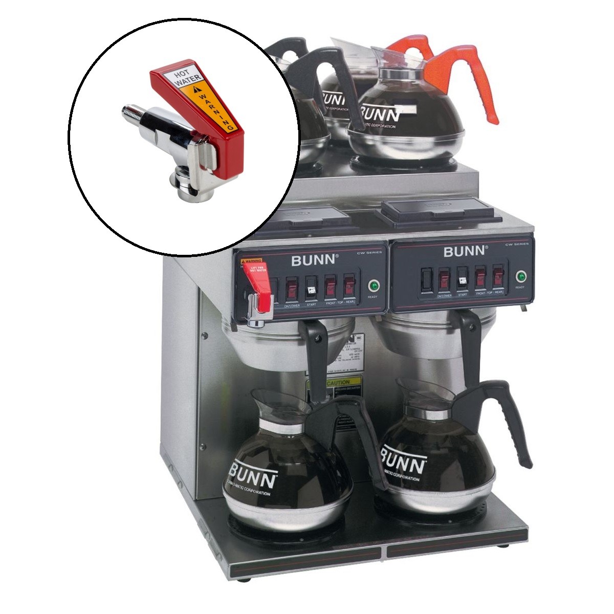 OCS Parts Hot Water Faucet | Bunn 12915.0000 | Red Handle Spigot