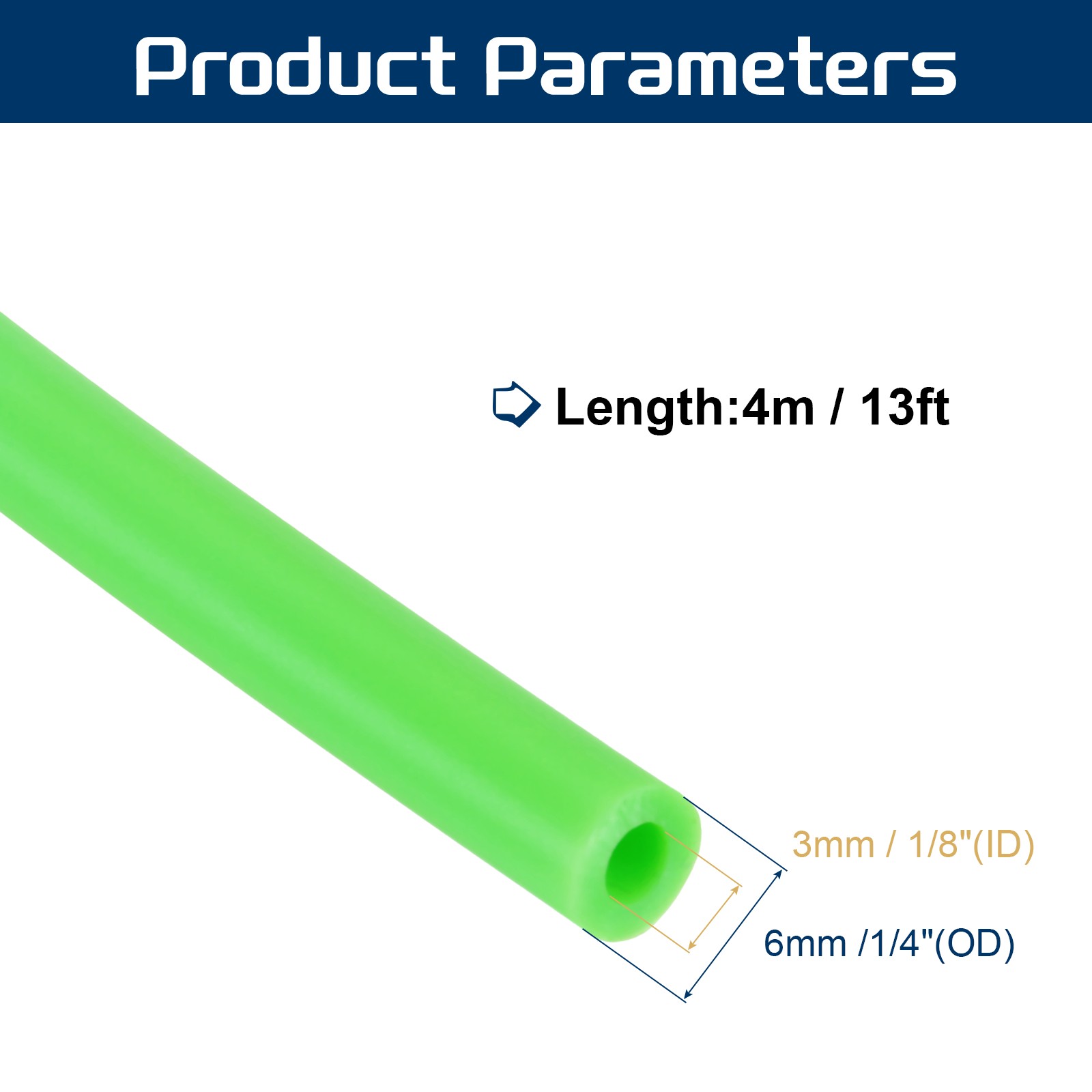 13 Ft(4M) Latex Rubber Tubing, 1/8″(3mm)ID 1/4″(6mm)OD, Green