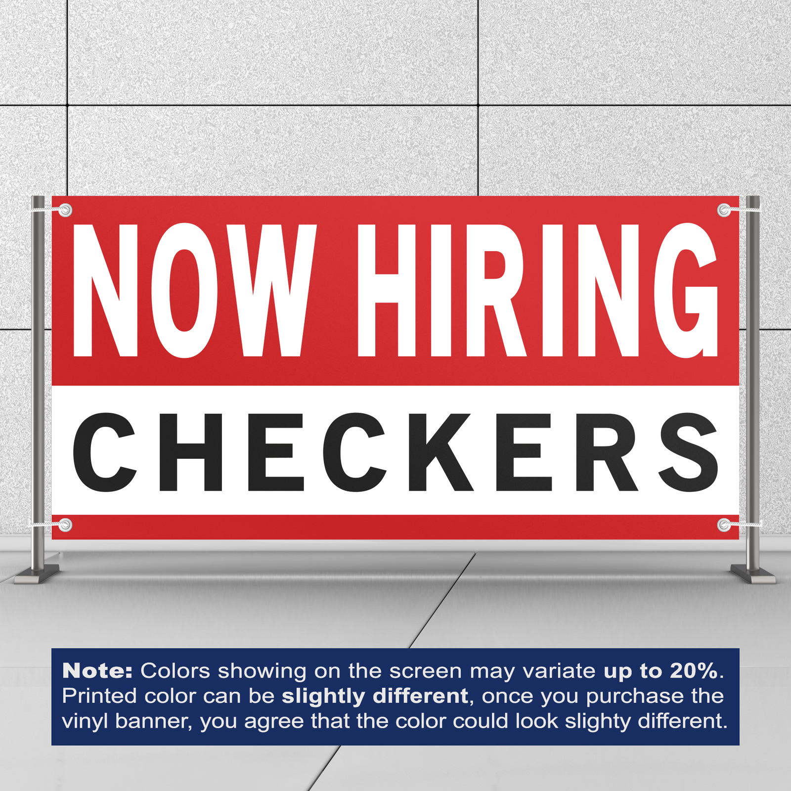 Now Hiring Checkers 13 oz Heavy Duty Vinyl Banner Jobs Available Help Wanted
