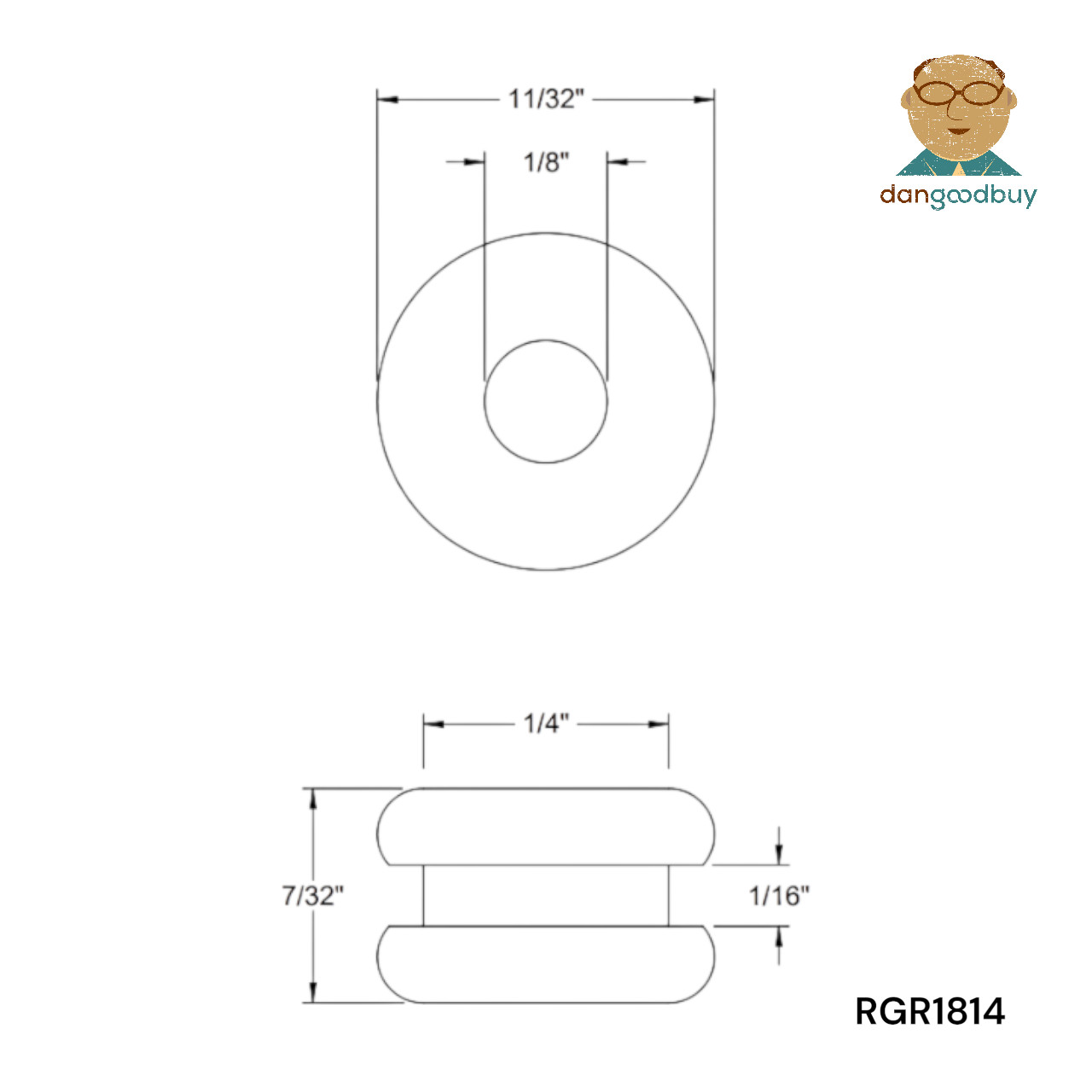 Rubber Grommet to fit 1/4″ Hole in 1/16″ Thick Panel – 1/8″ Inner Diameter