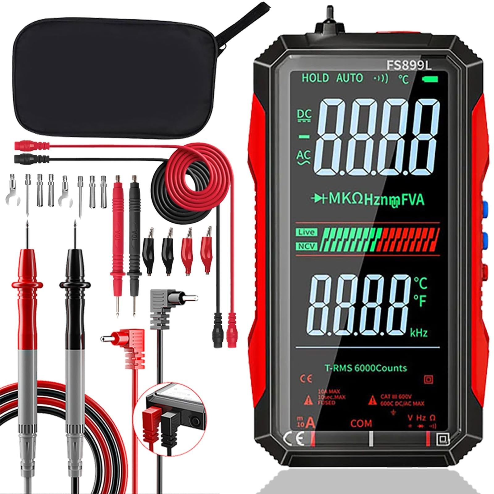 2026 Upgraded FS899L Digital Multimeter, Color Screen, USB-C with 20pcs Silic…