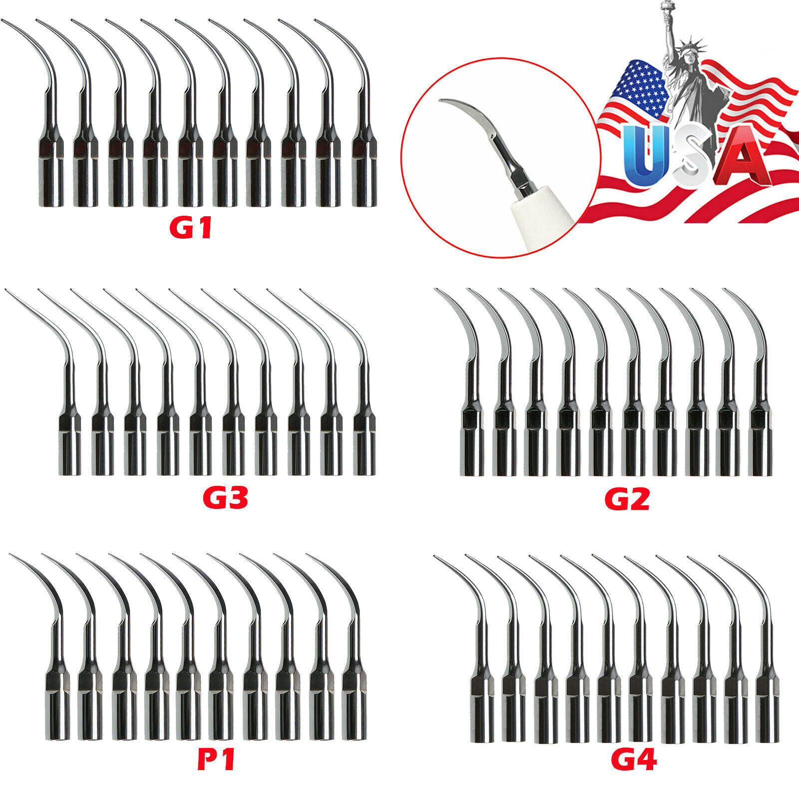 5-10pcs Dental Ultrasonic Piezo Scaler Scaling Tips fit EMS Woodpecker Handpiece
