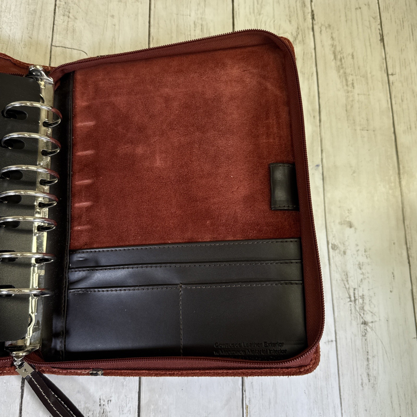 Franklin Covey Cow Suede Leather Zip Around Portfolio Organizer Planner 7 ring