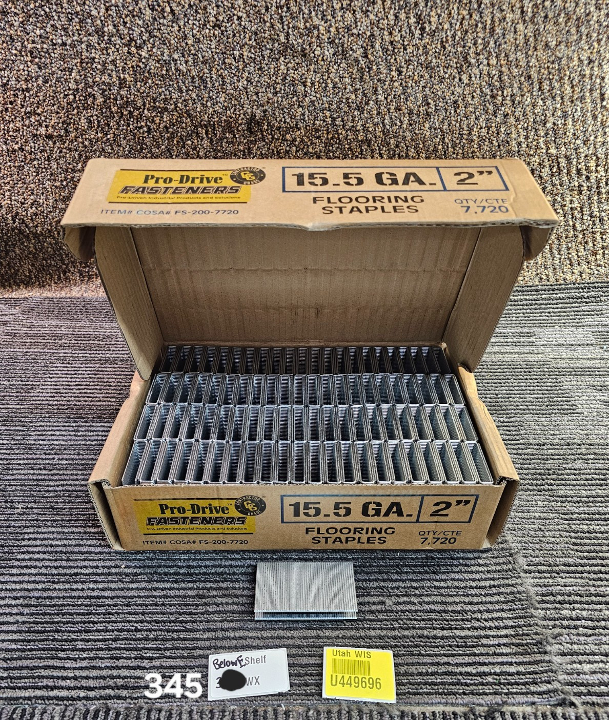 (QTY 7,720) Pro-Drive FS-200-7720 Fasteners 15.5-Gauge Hardwood Flooring Staples