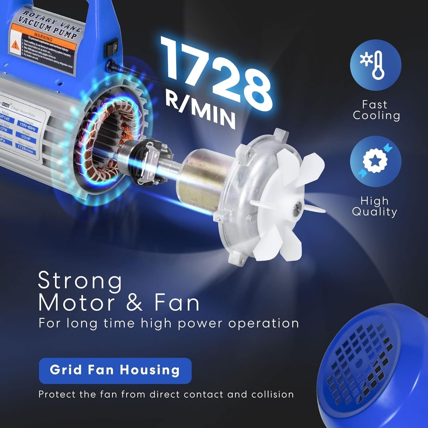 110V 1/3 HP 4.5 CFM Single Stage Rotary Vane Air Vacuum Pump with Oil Bottle