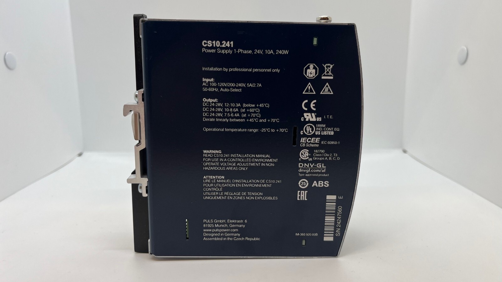Puls CS10.241 DIN rail power supplies for 1-phase system 24 V, 10 A
