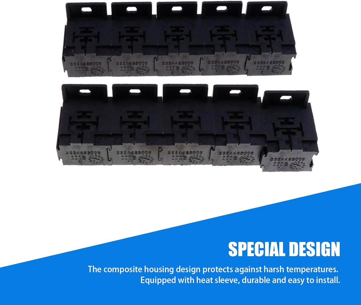 Pack of 10 Relay Base Holder 5 Pin Socket with 50 Terminals 6.3Mm/0.24In Kits