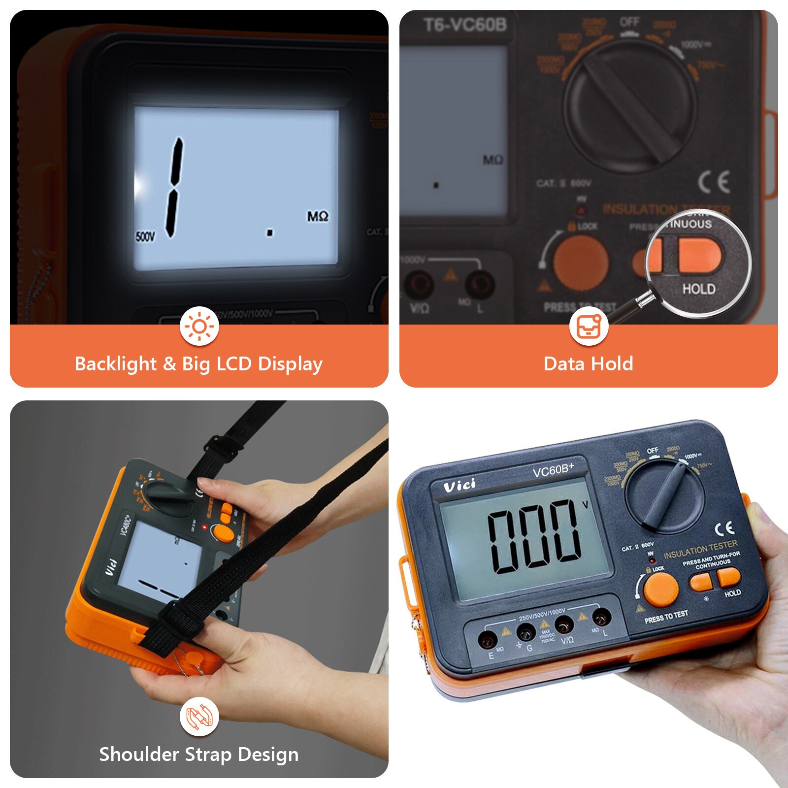 Digital Resistance Meter Ground Earth Insulation Tester 0.01Ω – 2000Ω Megohmeter