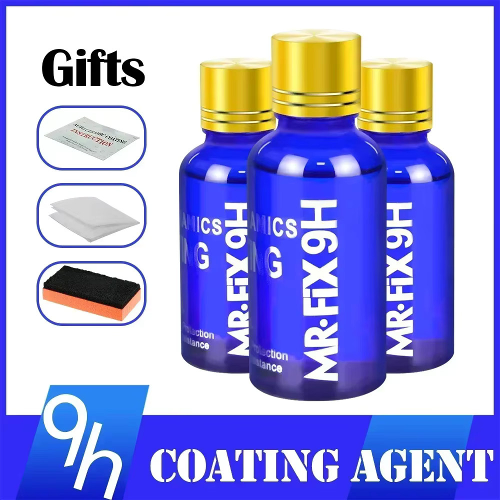 3PCS 9H Car Liquid Ceramic Coat Set Super Hydrophobic Nano Coating Clean Gift