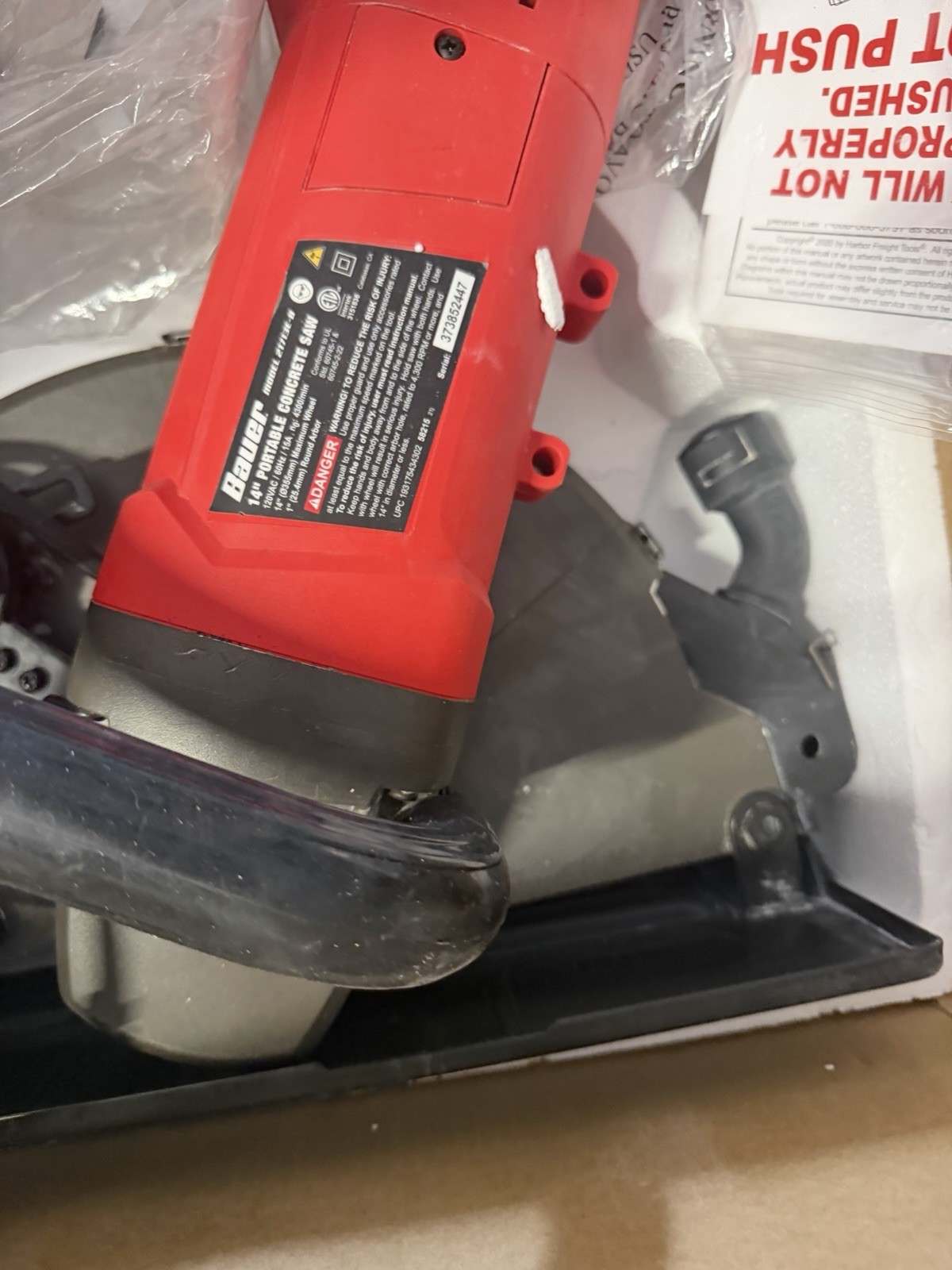 Bauer 1431E-B 14» Electric Handheld Cut-Off Saw Concrete Power Tool