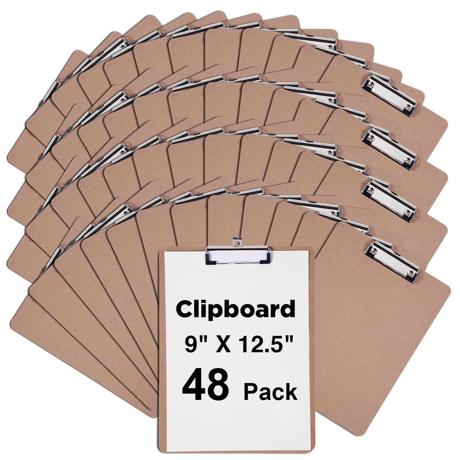 Clipboards Bulk, Woswel Hardboard Office 48 Pack,9 X 12.5 Brown
