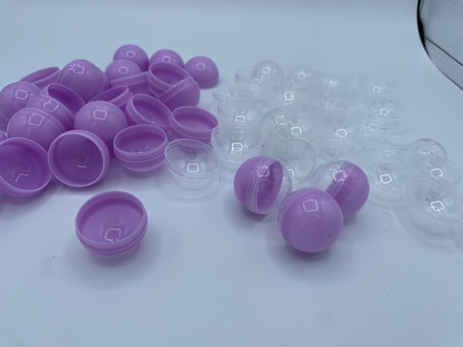 Empty Clear-Lavender Colored Round Capsules 1.1 inch Bulk Purple Half Capsule