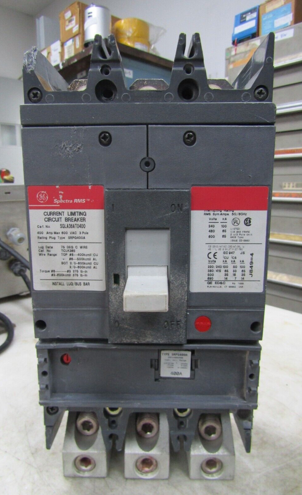 💥GE SPECTRA RMS 400A CURRENT LIMITING CIRCUIT BREAKER SGLA36AT0400 W/ 400A TRIP