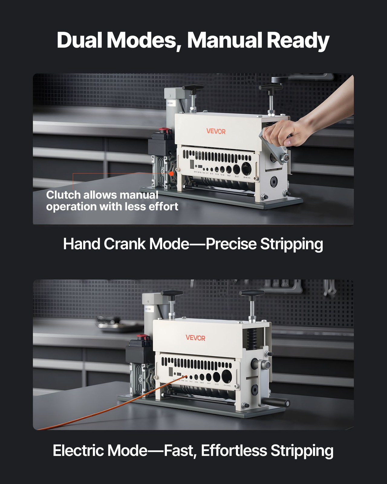 VEVOR Electric Wire Stripper Automatic Stripping Machine 0.06-1.57 in 370W Motor