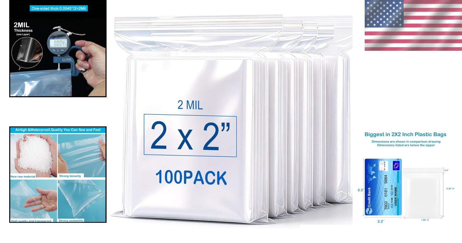 Versatile 2»X 2» Clear Zip Lock Bags – 100 Count for Jewelry, Photos & More