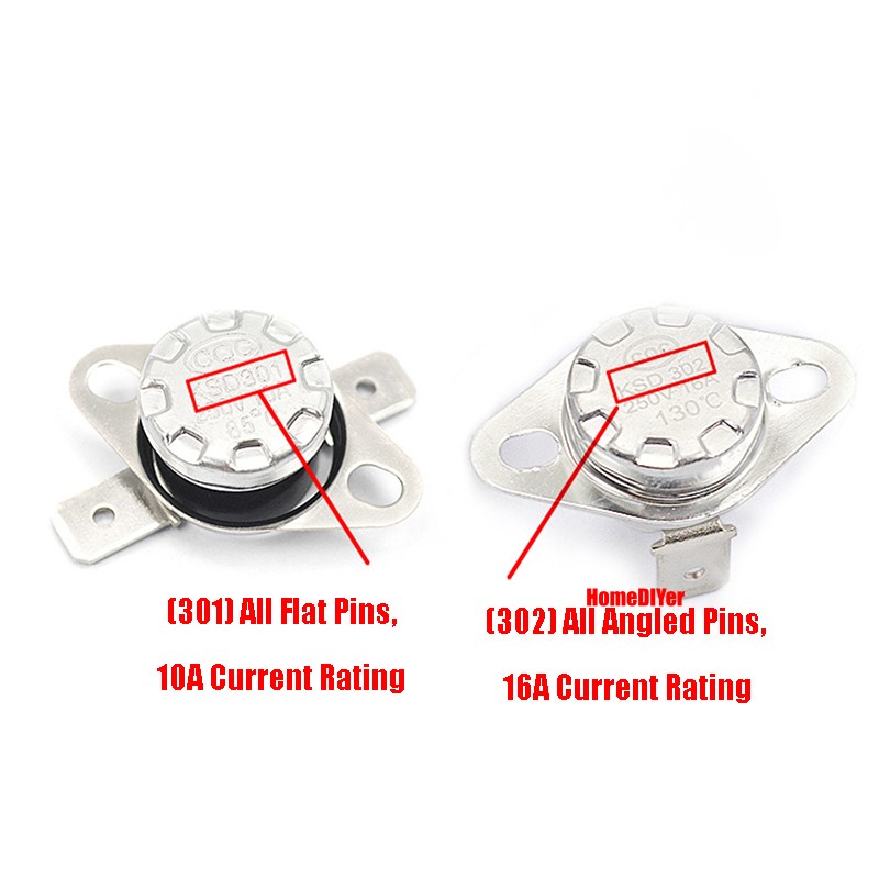 KSD301/302 Temperature Controlled Switch Control Sensor Range 40-200℃ NC/NO 250V