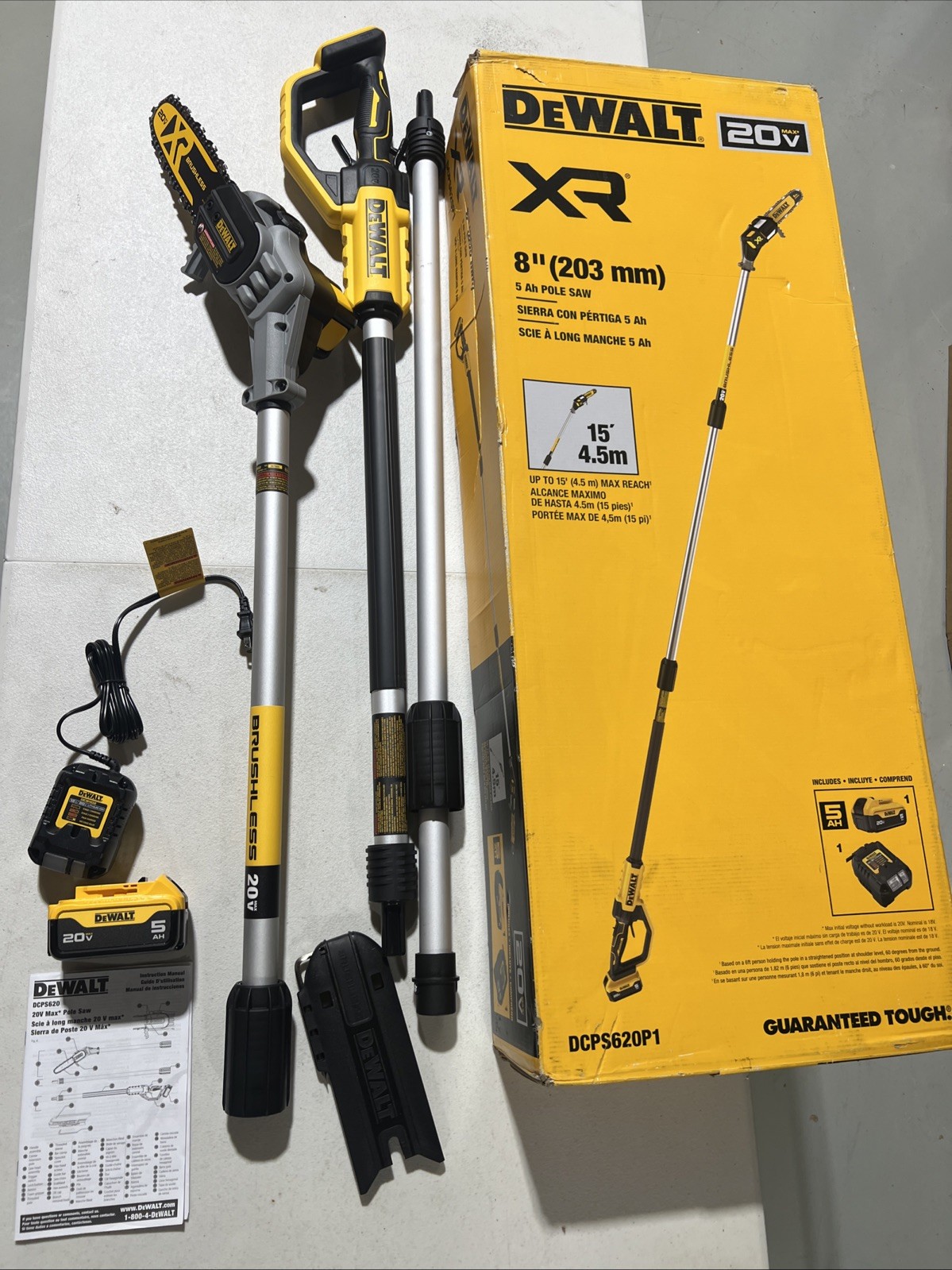 DeWalt 20V XR MAX 8 inch Cordless Pole Saw Kit – DCPS620P1