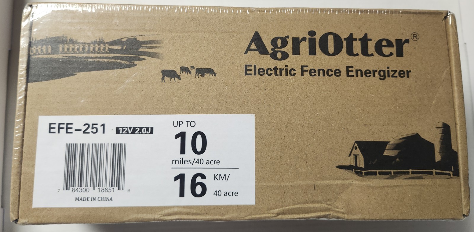 AgriOtter Electric Fence Energizer EFE-251 Up To 10 Miles/40 Acre 12v AC/Battery
