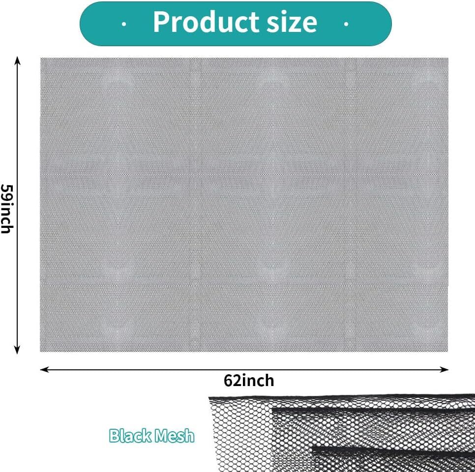 Black Mesh Fabric, 62 x 59 Inch Soft Netting Slightly Stretchy for