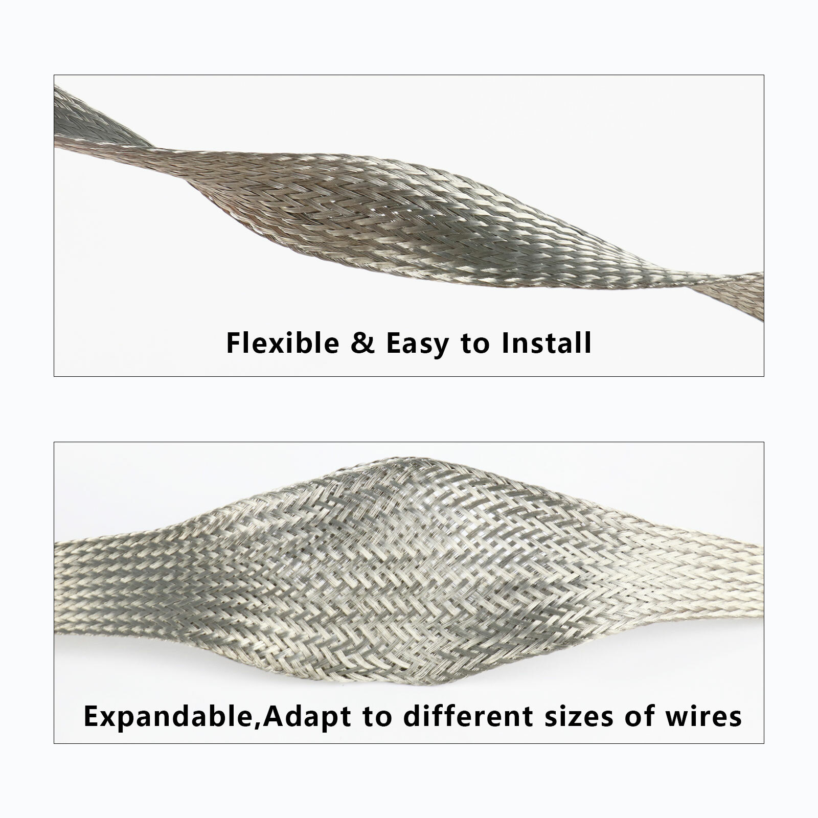Braided Tinned Copper Hose Metal Shielding Sleeve Wire Wrap Sheath Protector Lot