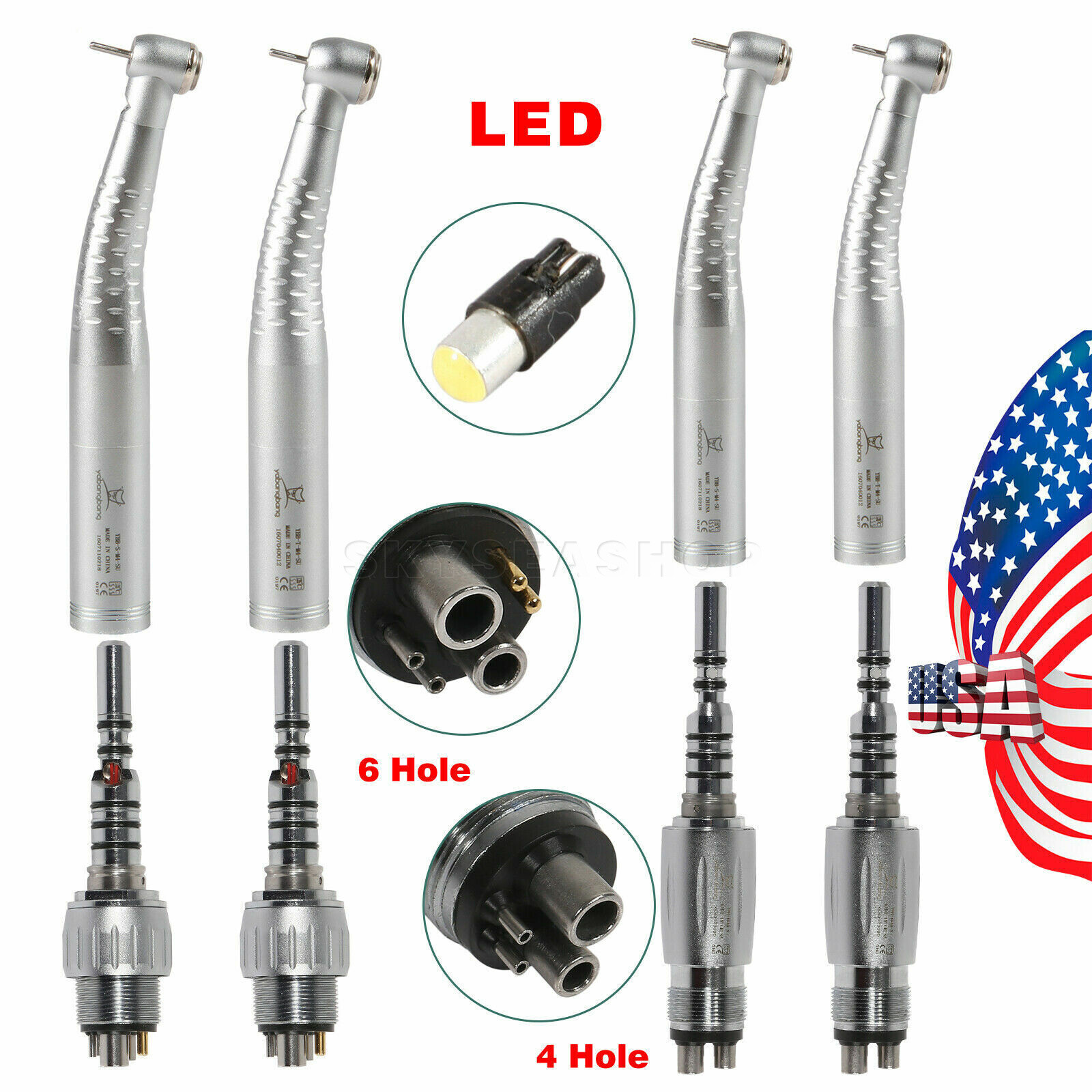 YABANGBANG Dental Fiber Optic LED High Speed Handpiece / LED Quick Coupler 4H/6H