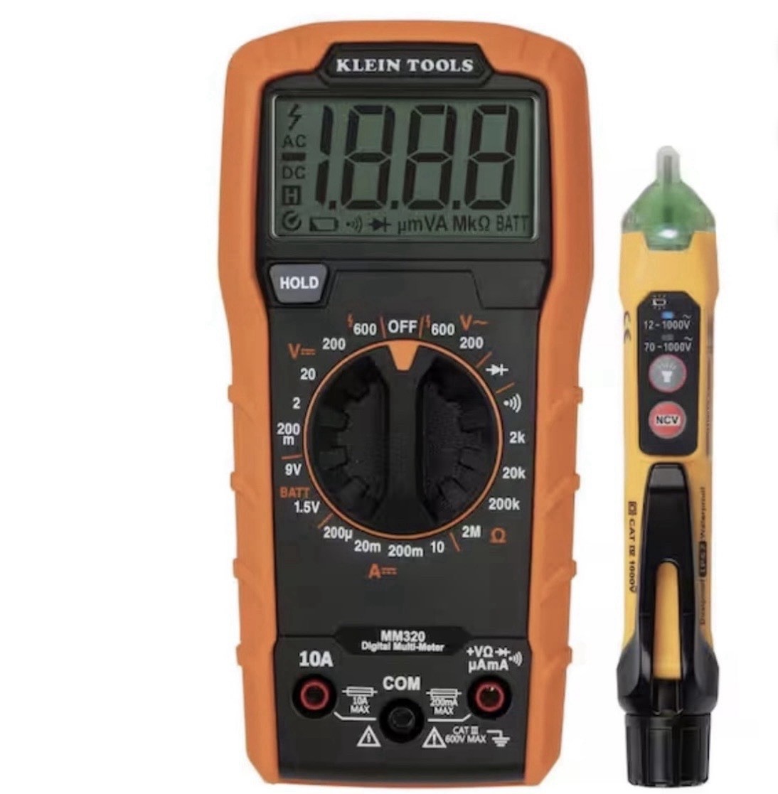 Klein Tools MM320 Digital Multimeter CAT III 600V Manual-Ranging Waterproof