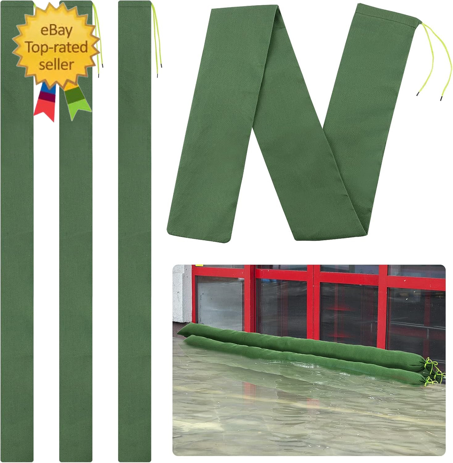 4 Pcs 6′ × 6″ Long Sand Bags for Flooding – Thickened Canvas Flood Protection