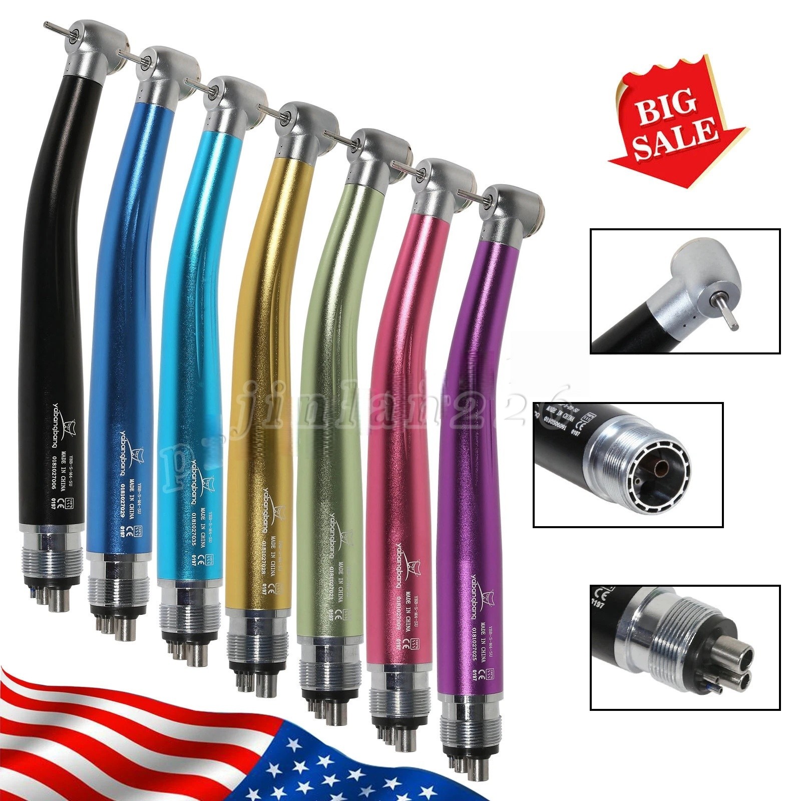 NSK Style Dental High/Low Speed Handpiece Push Button 4/2 Holes Colors