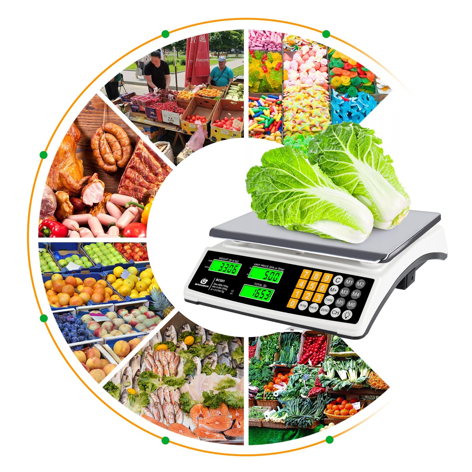 BROMECH 88lb/40kg Price Computing Food Scale with LCD Backlight, Not for Trade