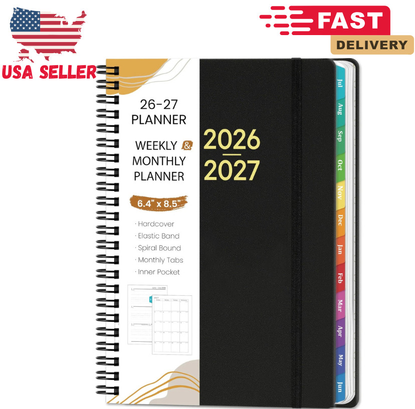 2026-2027 Academic Planner | Weekly Monthly Organizer with Tabs & Pocket