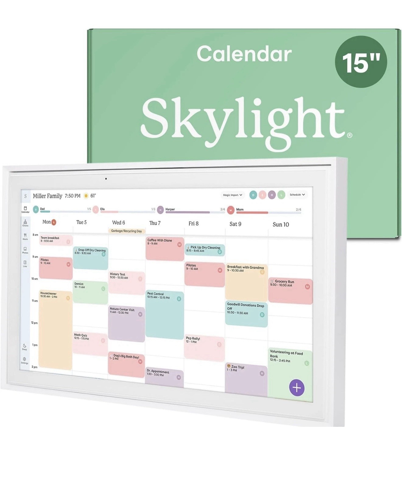 Skylight Calendar: 15-inch Wall Planner Digital Calendar & 15 – White