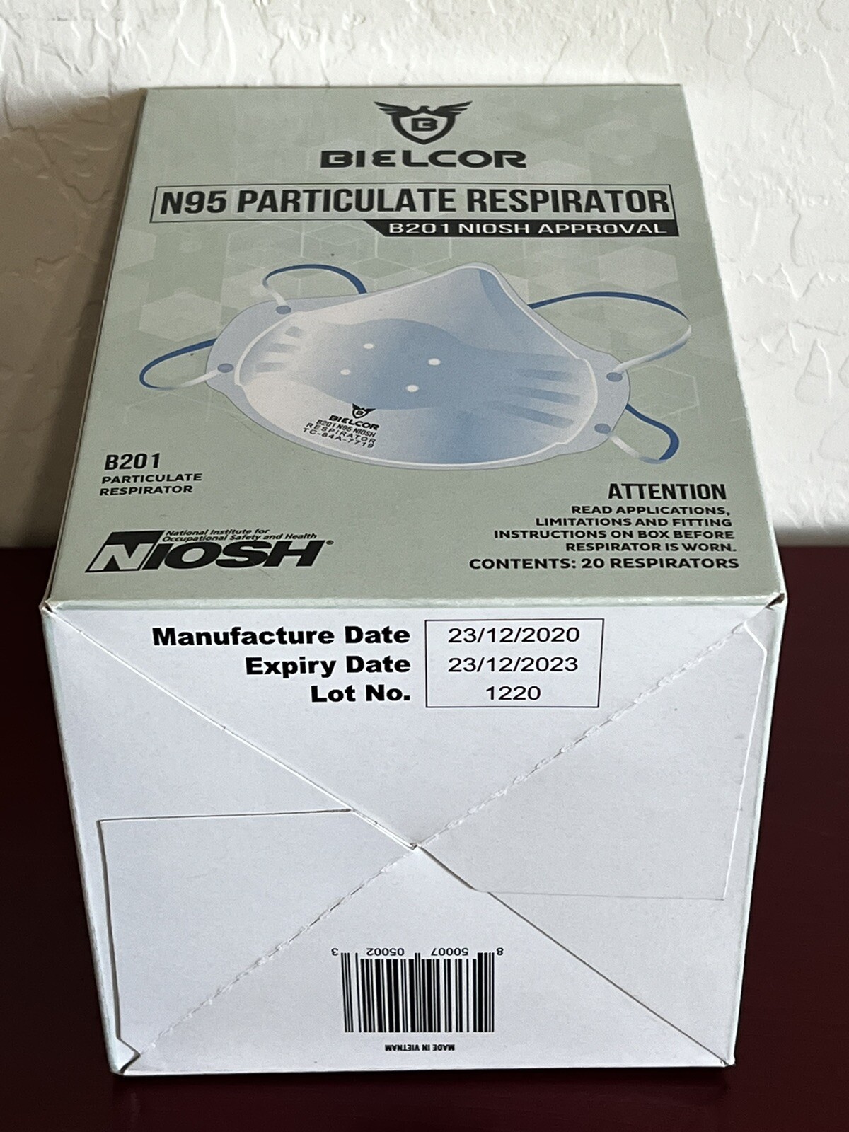 Bielcor N95 Particulate Respirator Masks B201 NIOSH Approved 20 PK