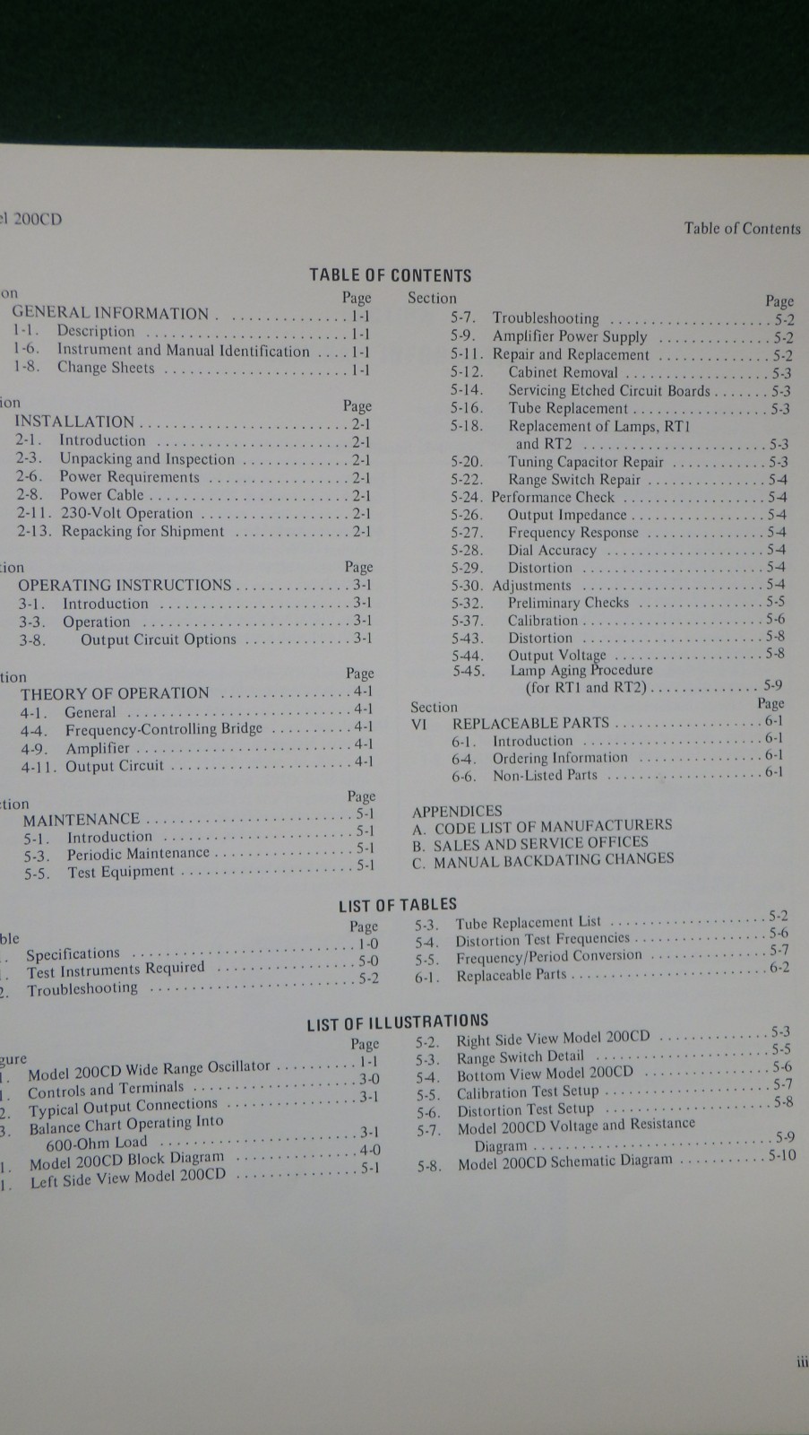 HP 200CD Wide Range Oscillator Operating and Service Manual