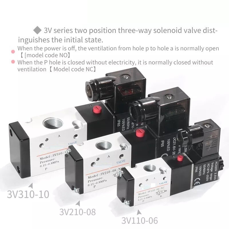 3V210-08 2-Position3-Way Solenoid Valve NO/NC Pneumatic Electronic Control Valve