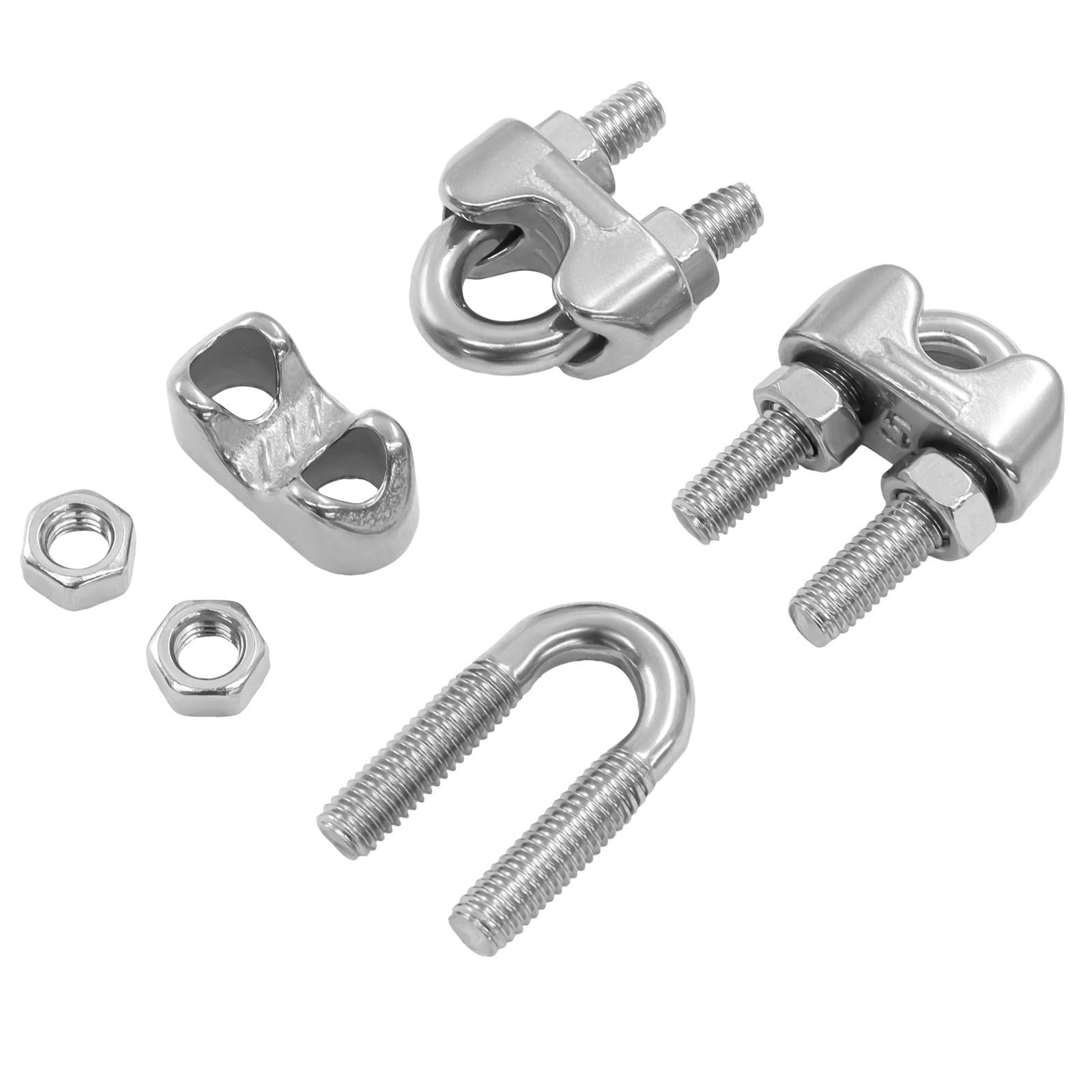Cionyce 12 Pack 304 Stainless Steel M5 3/16″ Wire Rope Clamps