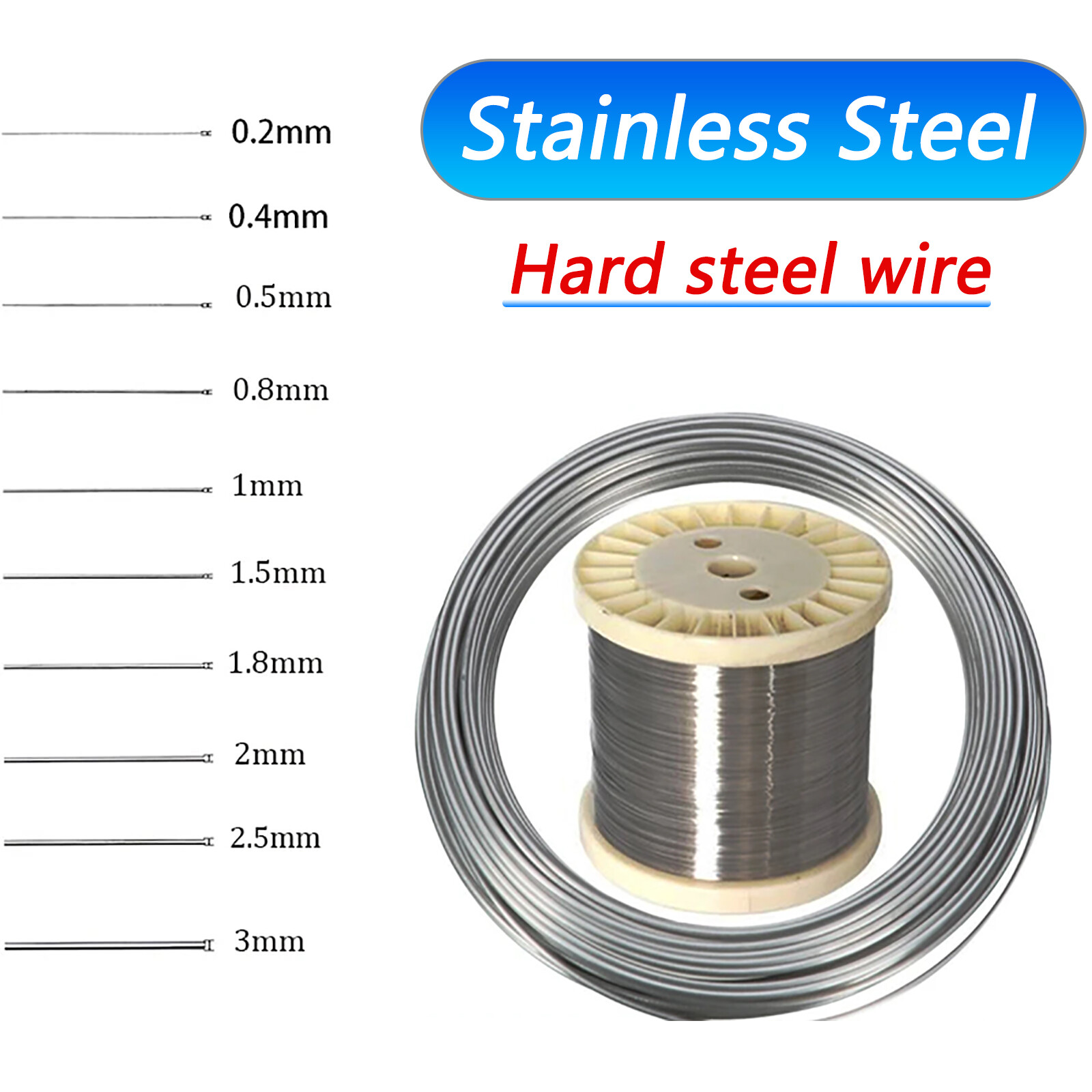 304 Stainless steel bright wire single hard steel 0.2mm 0.3mm 0.4mm 0.5mm to 3mm