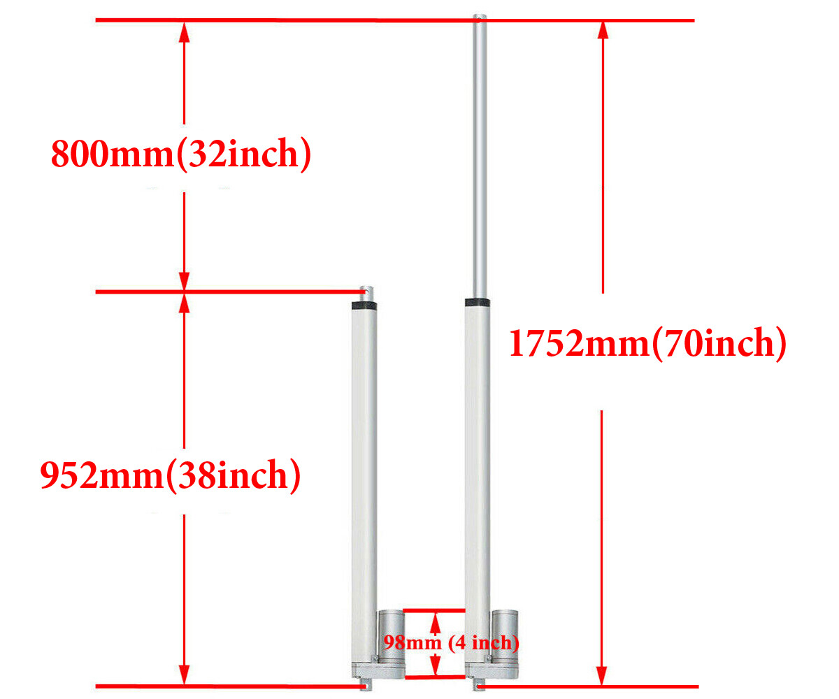 DC 12V 250N 1000MM 900MM 100MM 6inch 40inch Stroke Linear Actuator Long Stroke