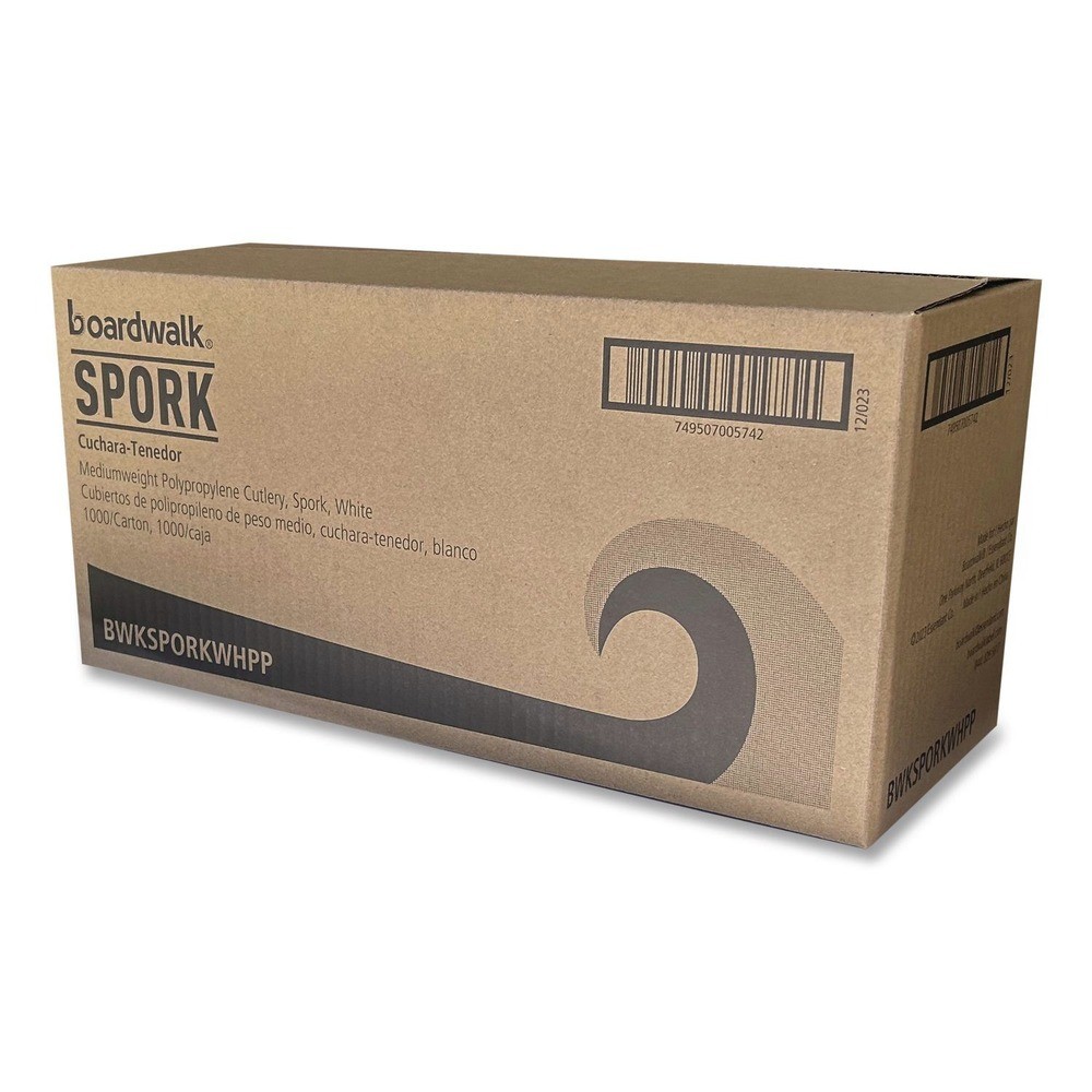 Boardwalk SPORKWHPPIW Polypropylene Plastic Spork Cutlery – White (1000/CT) New
